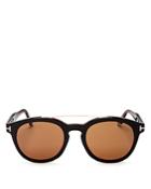 Tom Ford Newman Polarized Round Sunglasses, 53mm