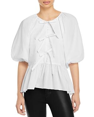 Cinq A Sept Lynn Puff Sleeve Peplum Top