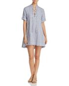 4our Dreamers Lace-up Stripe Shirt Dress