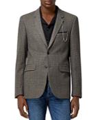 The Kooples Brown Checked Wool Blend Formal Jacket