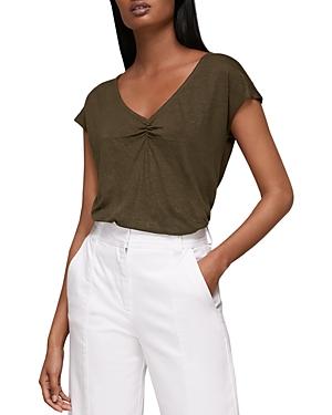 Whistles Linen Ruched V-neck Tee
