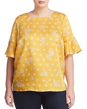 Vince Camuto Plus Printed Fluted-cuff Blouse