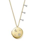 Meira T 14k White And Yellow Gold Diamond Moon And Star Locket Necklace, 16