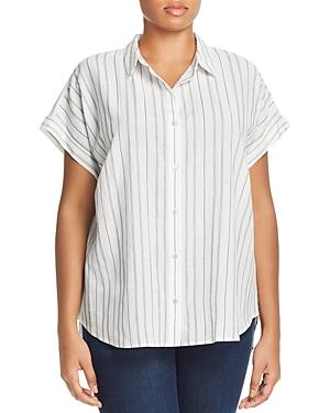 Eileen Fisher Plus Striped Button-down Top