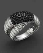 John Hardy Bedeg Silver Lava Crossover Ring With Black Sapphires
