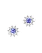 Tanzanite And Diamond Stud Earrings In 14k White Gold - 100% Exclusive