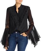 Divine Heritage Lace-trim Bell-sleeve Blouse