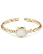 Marina B 18k Yellow Gold Soleil Mother Of Pearl & Diamond Cuff Bangle Bracelet