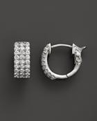 Diamond 3 Row Huggie Hoop Earrings 14k White Gold, .50 Ct. T.w. - 100% Exclusive