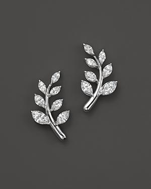 Diamond Leaf Earrings In 14k White Gold, 1.45 Ct. T.w.