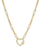 Zoe Lev 14k Yellow Gold Large Paper Clip Chain With Heart Carabiner, 16