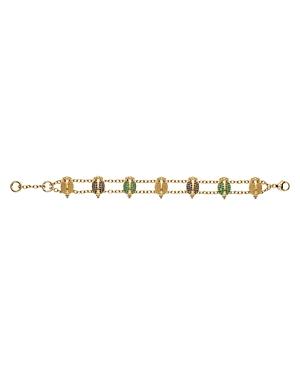 Temple St. Clair 18k Yellow Gold Scarab Bracelet With Sapphire, Emerald, And Diamonds