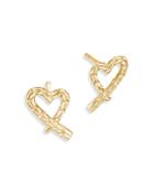 John Hardy 14k Yellow Gold Classic Chain Manah Heart Stud Earrings