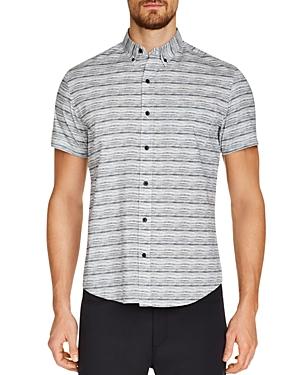 Wrk Short-sleeve Textured Stripe-print Slim Fit Button-down Shirt