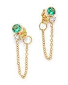 Zoe Chicco 14k Yellow Gold Emerald Chain Drop Earrings