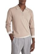 Reiss Jericho Long Sleeve Half Zip Contrast Hem Polo Shirt