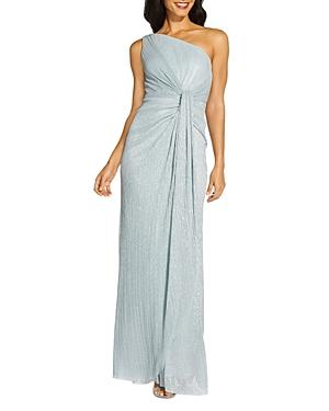 Adrianna Papell Stardust Pleated One Shoulder Gown