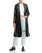 Nour Hammour Embellished Collar Leather Trench Coat