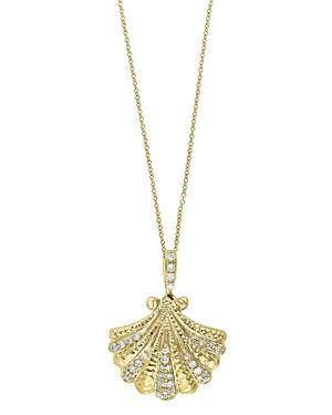 Bloomingdale's Diamond Shell Pendant Necklace In 14k Yellow Gold, 0.10 Ct. T.w. - 100% Exclusive