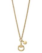 Gucci 18k Yellow Gold Horsebit Necklace With Brown Diamonds, 17.7