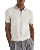 Reiss Scotty Half Zip Airtex Regular Fit Polo Shirt