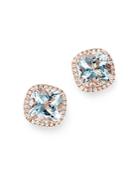 Bloomingdale's Aquamarine & Diamond Square Stud Earrings In 14k Rose Gold - 100% Exclusive