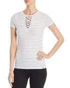 Marc New York Performance Striped Lace-up Tee