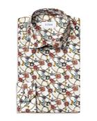 Eton Cotton Floral Chandelier Print Convertible Cuff Slim Fit Dress Shirt