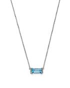 Bloomingdale's Blue Topaz & Diamond Accent Bar Necklace In 14k White Gold, 16-18 - 100% Exclusive