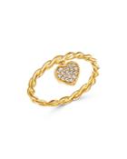 Bloomingdale's Diamond Heart Charm Ring In 14k Yellow Gold, 0.10 Ct. T.w. - 100% Exclusive