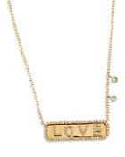 Meira T 14k Yellow Gold Diamond Love Bar Necklace, 18