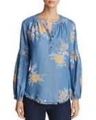 Billy T Poet Floral Print Chambray Shirt