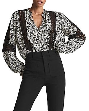 Reiss Florence Lace Inset Floral Print Blouse