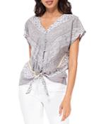 B Collection By Bobeau Lucille Tie Front Top