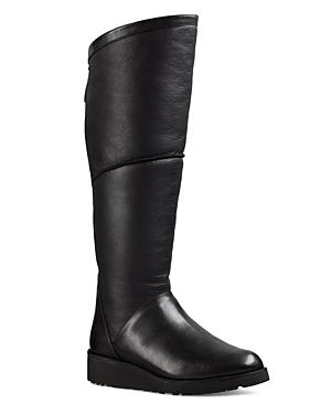 Ugg Kendi Sheepskin And Leather Wedge Tall Boots