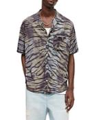 Allsaints Kisli Tiger Stripe Tie Dyed Relaxed Fit Button Down Hawaiian Shirt