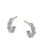 David Yurman Sterling Silver & Diamond Petite X Mini Hoop Earrings