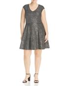 Love Ady Plus Flecked Metallic Fit-and-flare Dress