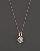 Aquamarine And Diamond Pendant Necklace In 14k Rose Gold, 16