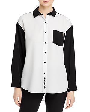 Karl Lagerfeld Paris Contrast Pocket Blouse
