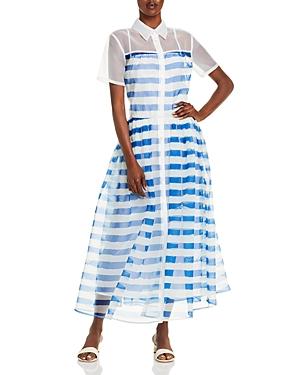 Staud Guilia Painted Stripe Midi Shirt Dress