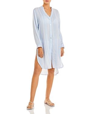J. Valdi Striped Shirt Dress Swim Cover-up