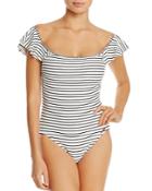 Vince Camuto Ruffled Shoulder One Piece Swimsuit