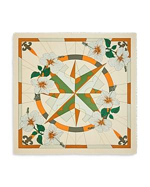 Tory Burch Floral Compass Wool Scarf