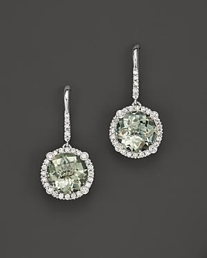 Roberto Coin 18k White Gold And Prasiolite Drop Earrings With Diamonds