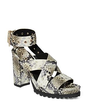 Allsaints Women's Sienna Pointed Toe Snake Embossed Leather High Heel Sandals