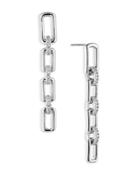 Nadri Golden Hour Cubic Zirconia Bold Link Linear Drop Earrings In Rhodium Plated