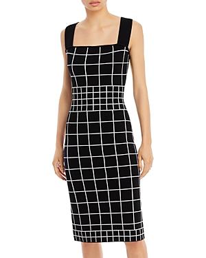 Milly Windowpane Print Fitted Dress