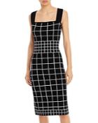 Milly Windowpane Print Fitted Dress
