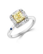 Bloomingdale's Multicolor Diamond Cushion, Baguette, Round Cut Engagement Ring In 14k Yellow & White Gold, 1.45 Ct. T.w. - 100% Exclusive
